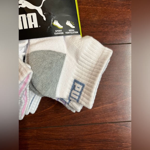 6-Pack Puma Quarter Crew Cushion Socks Womens Shoe Size 5-9.5 White Gray New - Picture 5 of 13